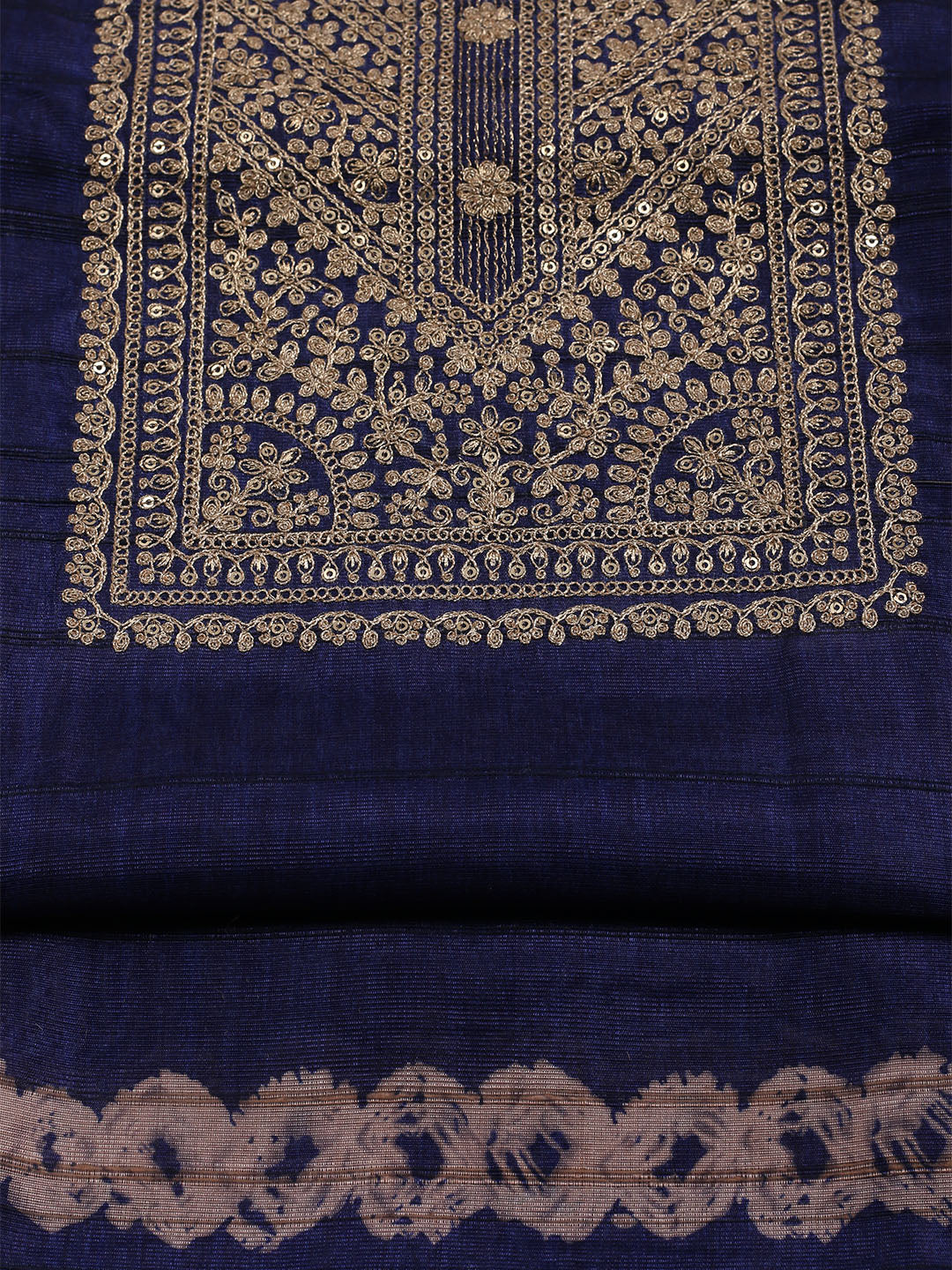 Embroidered Tussar Unstitched Suit With Dupatta