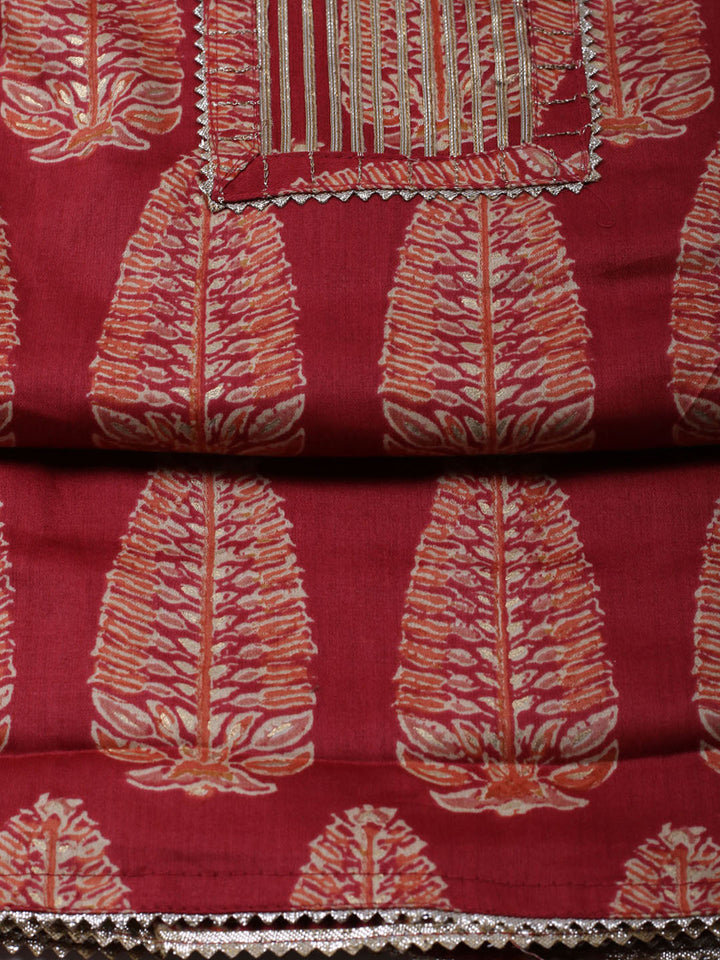 Neck Patti Cotton Blend Unstitched Suit With Dupatta