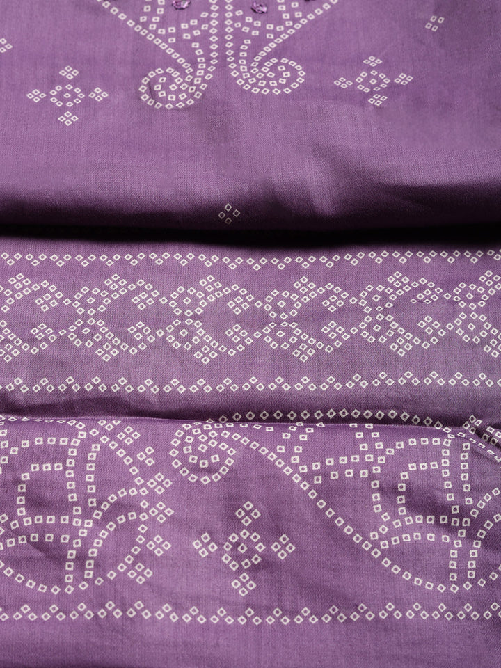 Printed Cotton Blend Unstitched Suit With Pant &amp; Dupatta