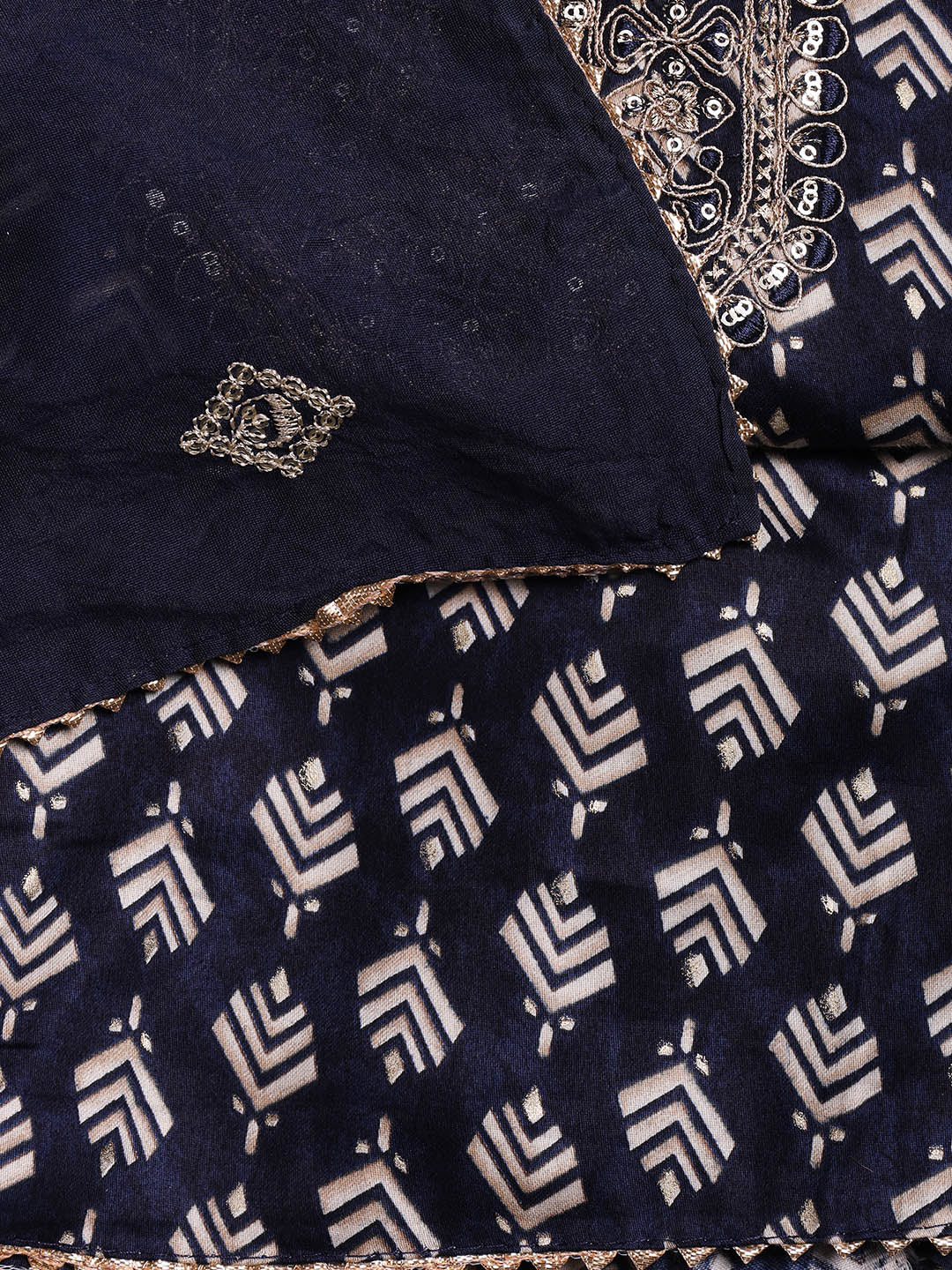 Neck Embroidered Cotton Blend Unstitched Suit With Dupatta