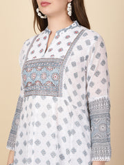 Floral Printed Cotton Kurta With Pants & Dupatta