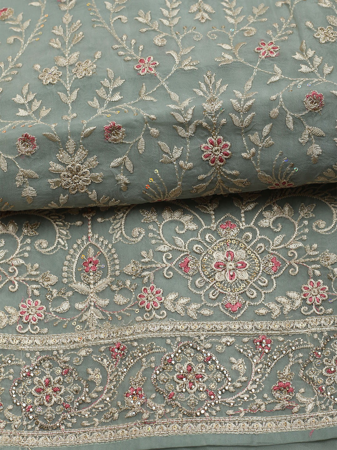 All over Embroidered Organza Unstitched Suit With Dupatta