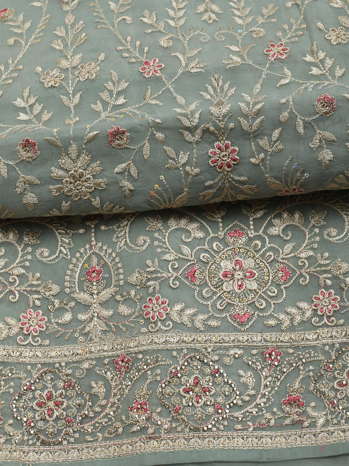 All over Embroidered Organza Unstitched Suit With Dupatta