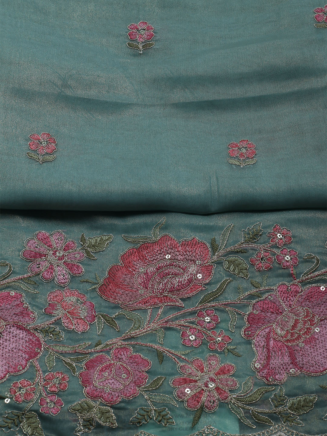 Embroidered Organza Unstitched Suit With Dupatta