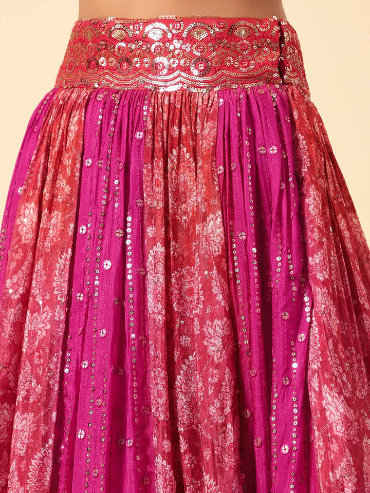 Sequin Embroidered Crepe Choli With Lehenga &amp; Dupatta
