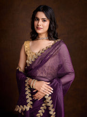 Stone Embroidery Tissue Saree