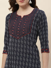 Neck Embroidery Cotton Kurta With Pants