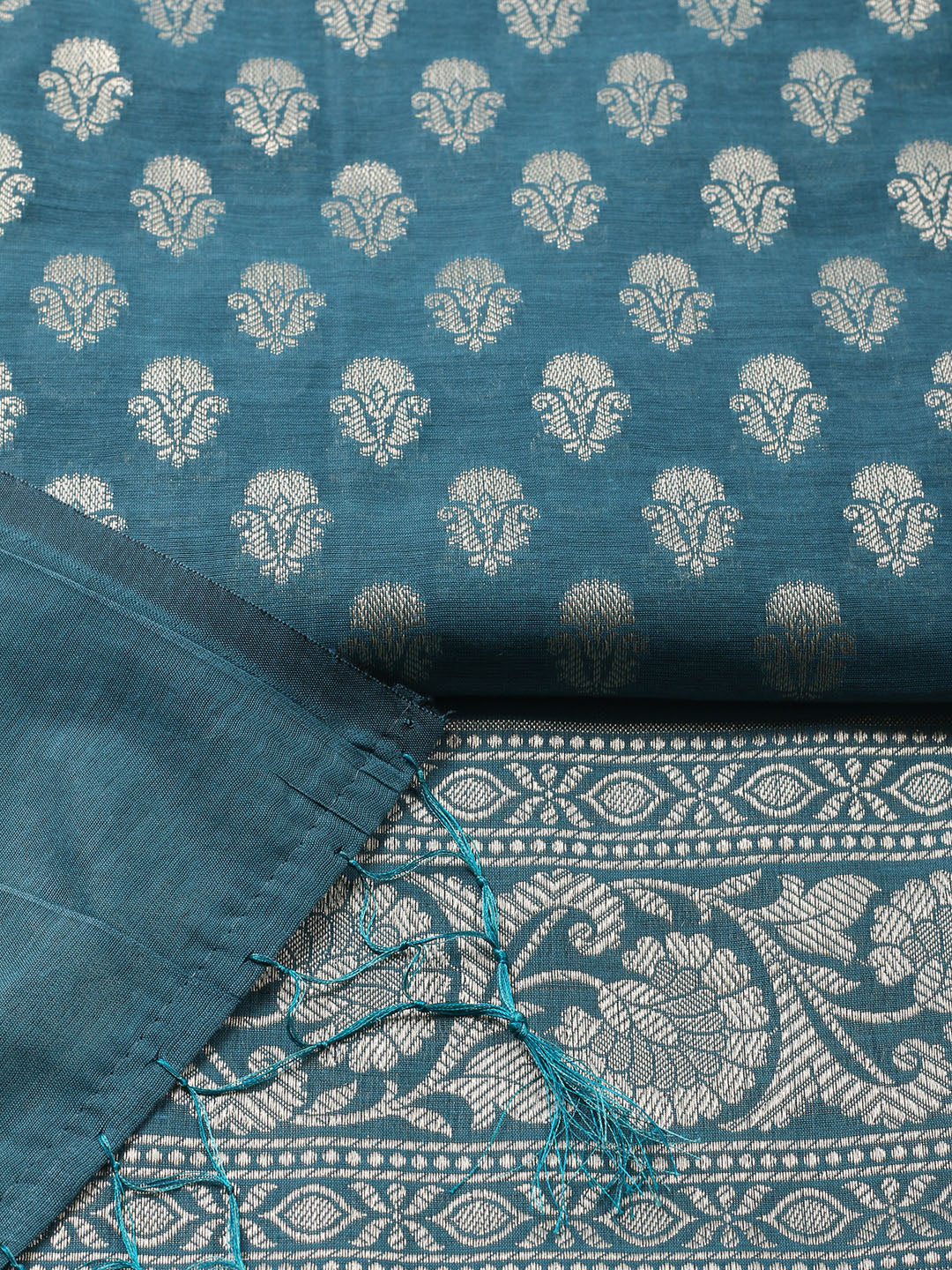 Banarasi Chanderi Unstitched Suit With Pant &amp; Dupatta