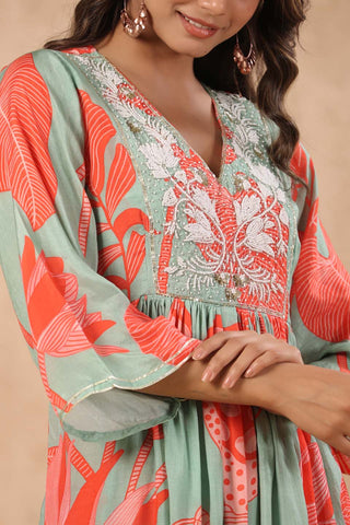 Floral Printed Muslin Kurta With Palazzo