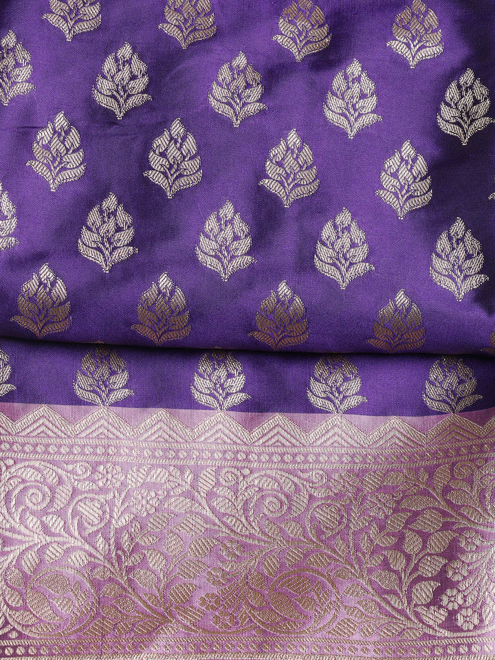 Woven Banarasi Chanderi Unstitched Suit With Dupatta