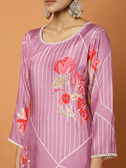 Printed Muslin Kurta With Pants & Dupatta