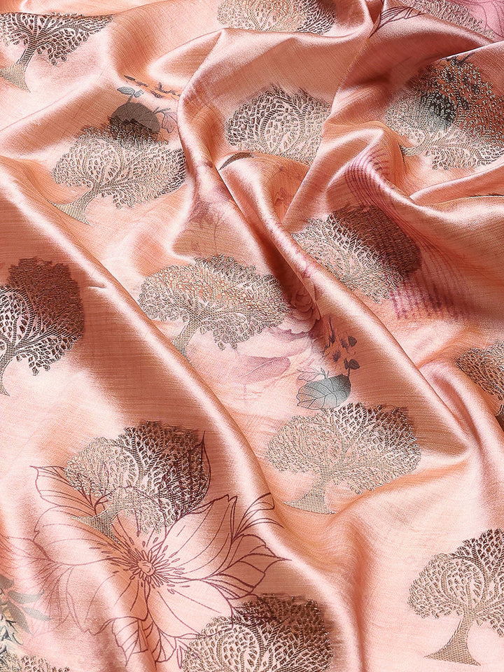 Printed &amp; Woven Design Art Silk Saree