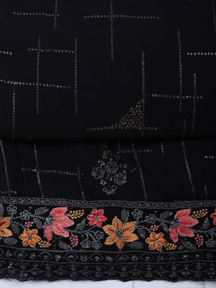 Woven Design Georgette Unstitched Suit With Pant &amp; Dupatta