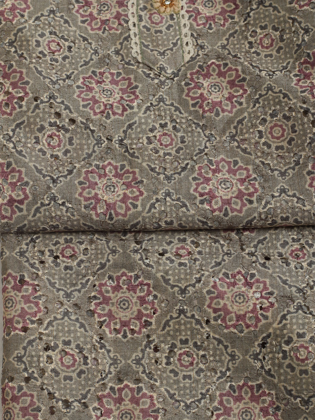 Printed Cotton Unstitched Suit With Pant &amp; Dupatta