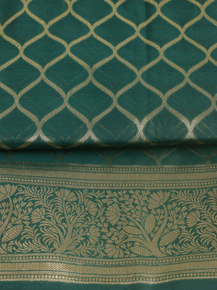 Woven Design Chanderi Unstitched Suit With Pant &amp; Dupatta