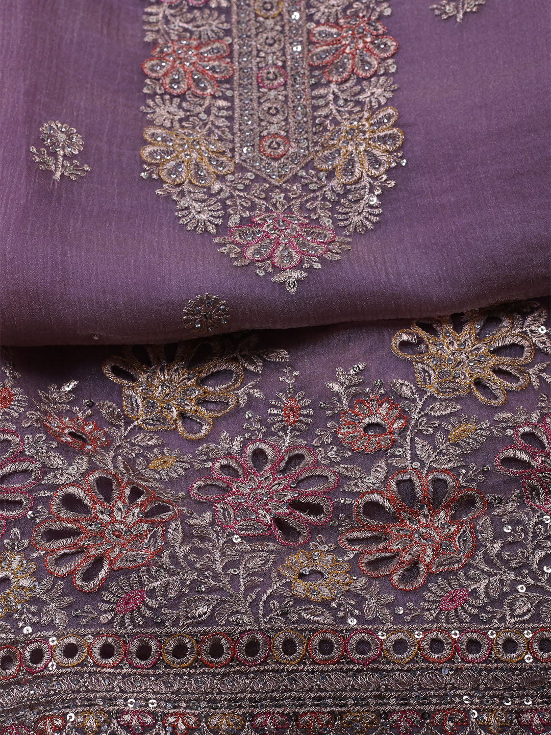 Embroidered Organza Unstitched Suit With Dupatta