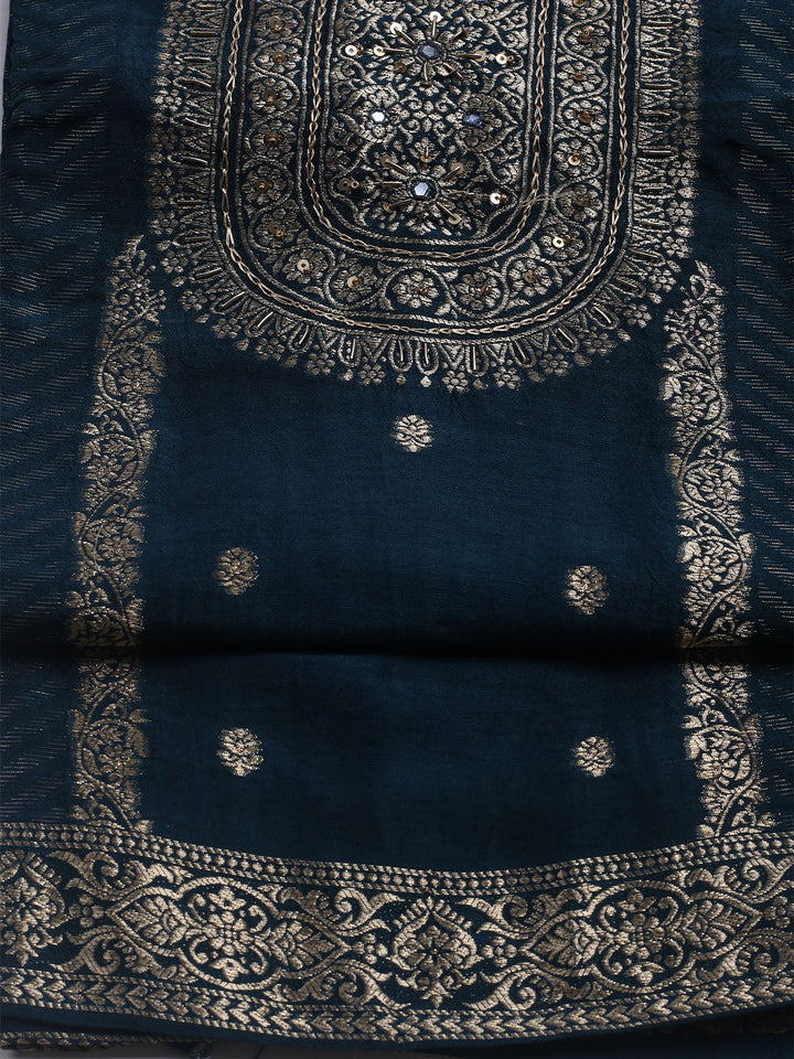 Woven Design Chanderi Unstitched Suit With Dupatta