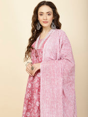 Printed Cotton Suit Set With Dupatta