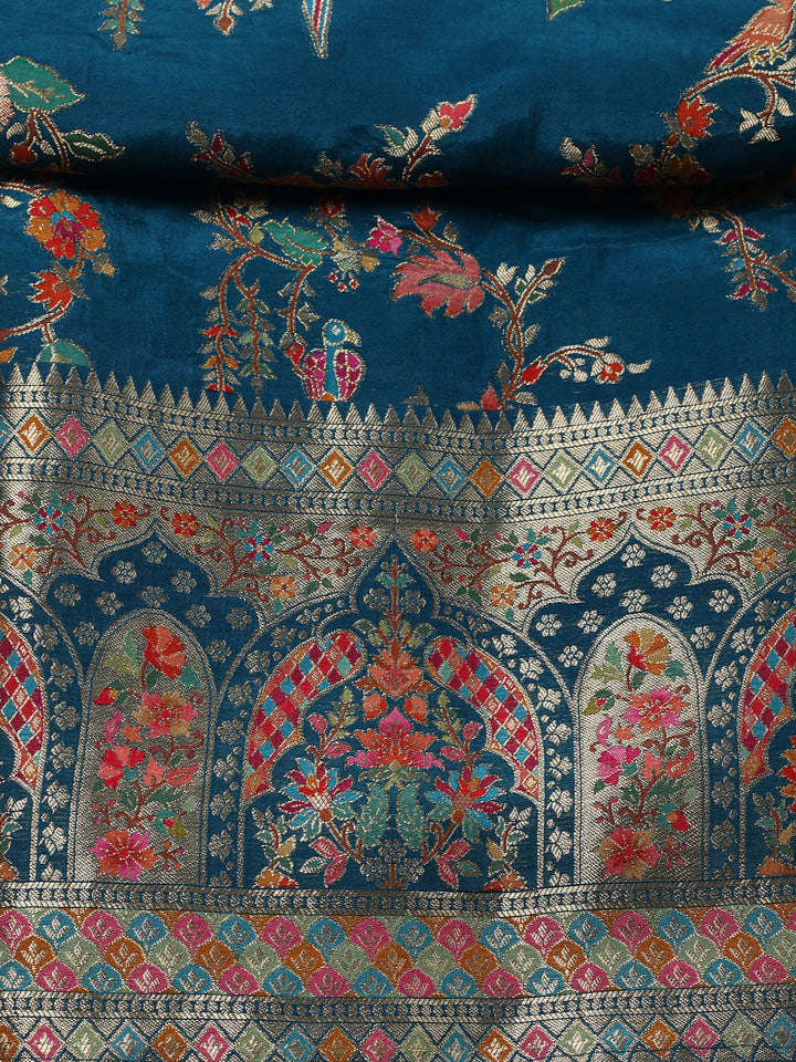 Woven Design Dola Silk Unstitched Suit With Pant &amp; Dupatta