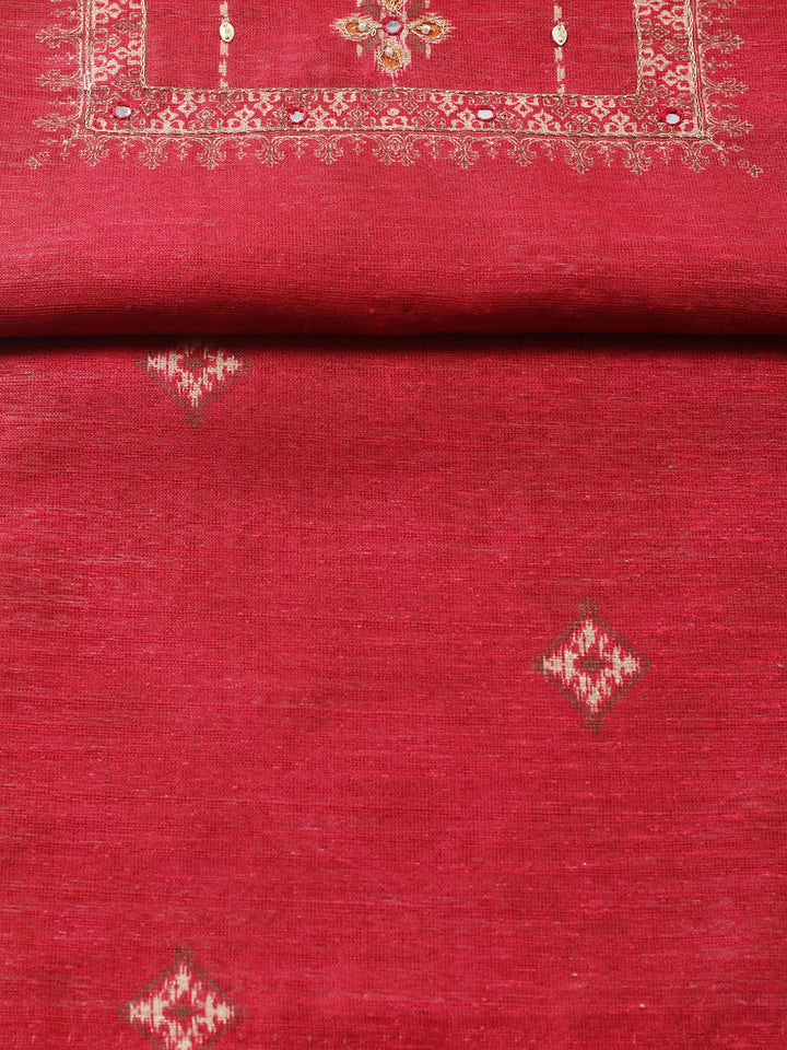 Woven Design Chanderi Unstitched Suit With Pant &amp; Dupatta