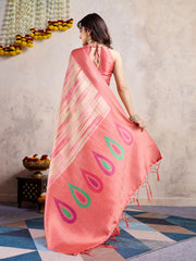 Floral Printed Zari Border Art Silk Woven Saree