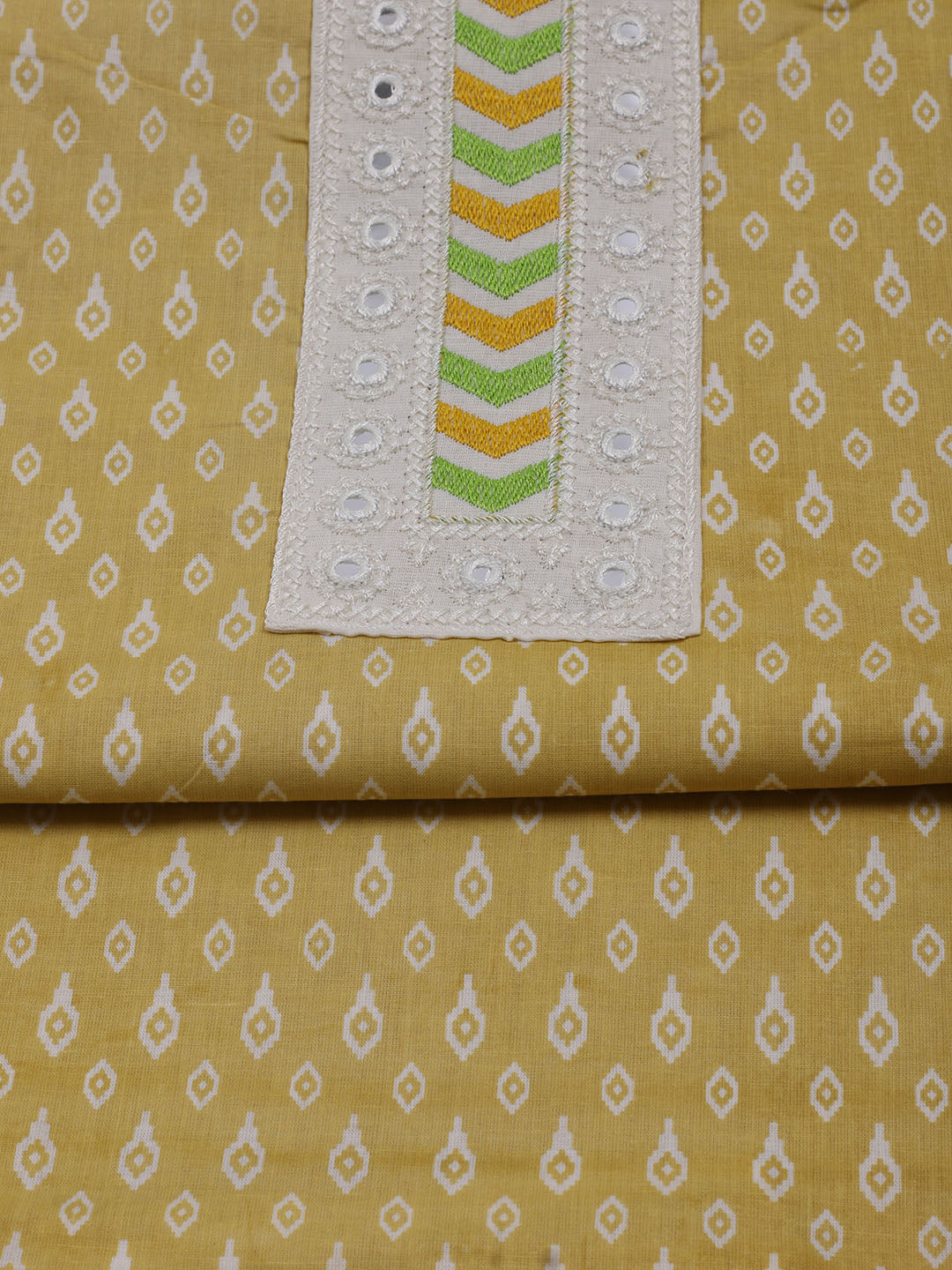 Printed Cotton Blend Unstitched Suit With Dupatta