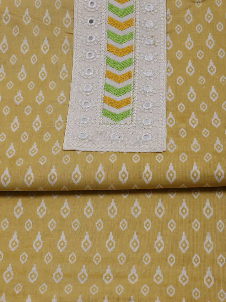 Printed Cotton Blend Unstitched Suit With Dupatta