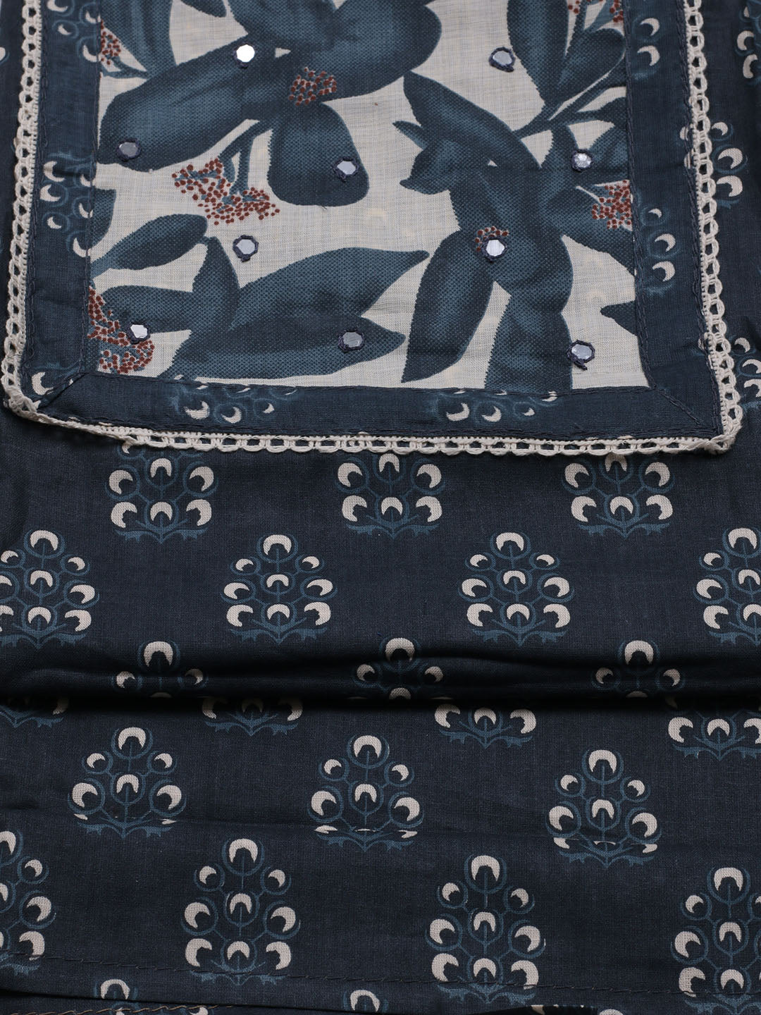 Printed Cotton Blend Unstitched Suit With Dupatta