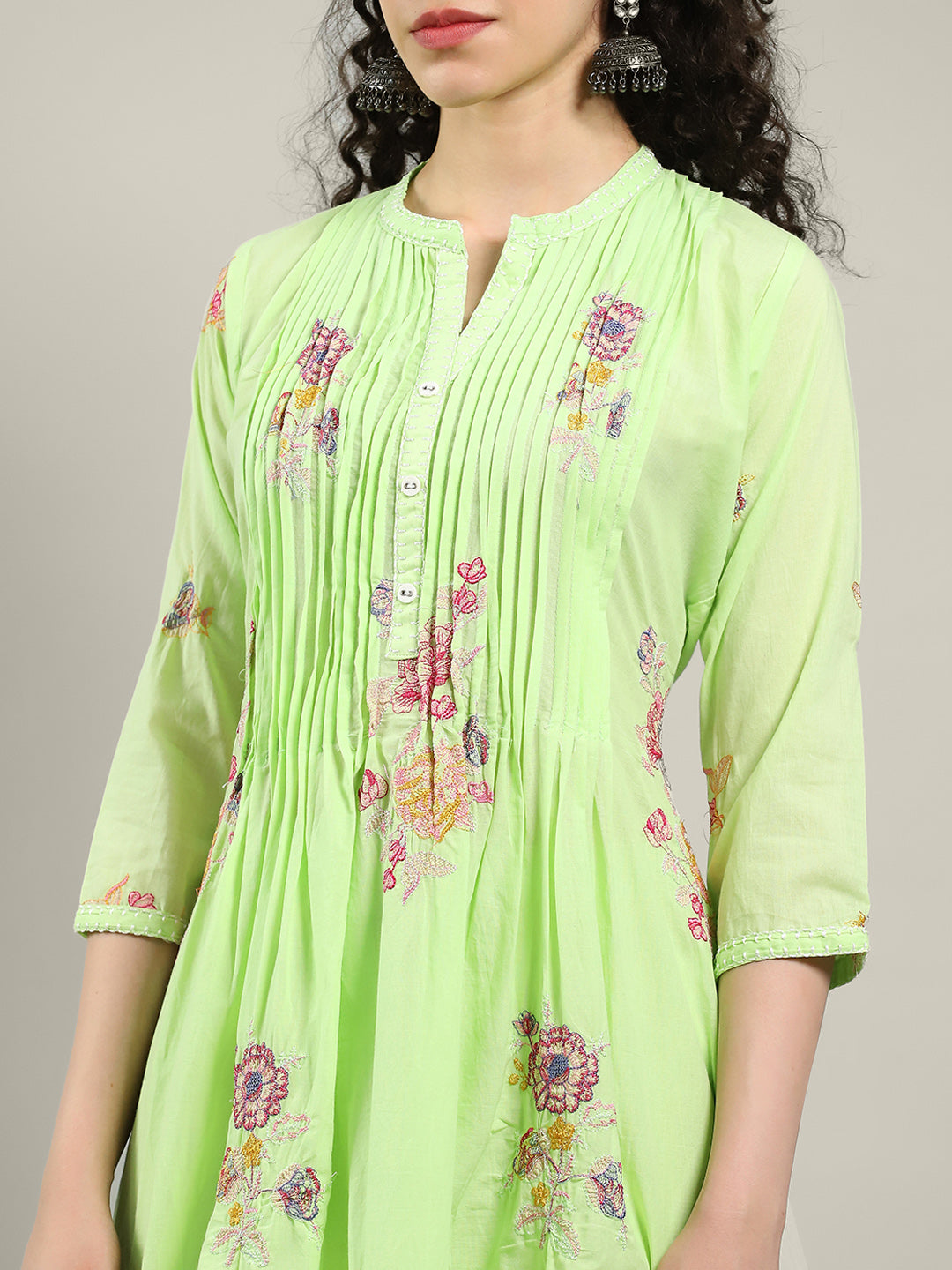Printed Cotton Blend Kurta With Pants
