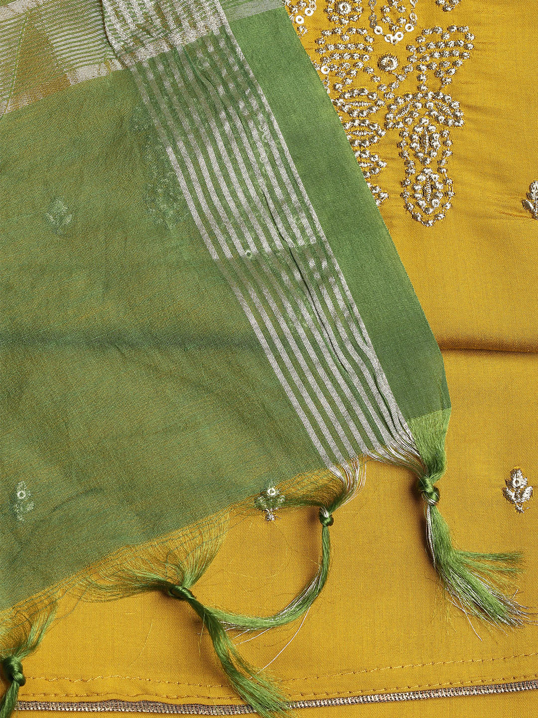 Neck Embroidered Chanderi Unstitched Suit With Dupatta