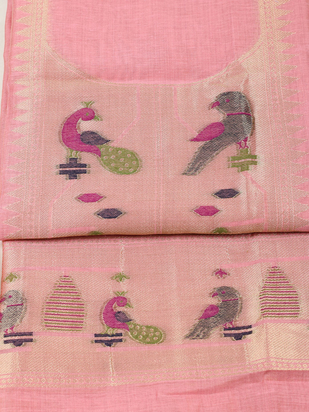 Embroidered Chanderi Unstitched Suit With Pant &amp; Dupatta