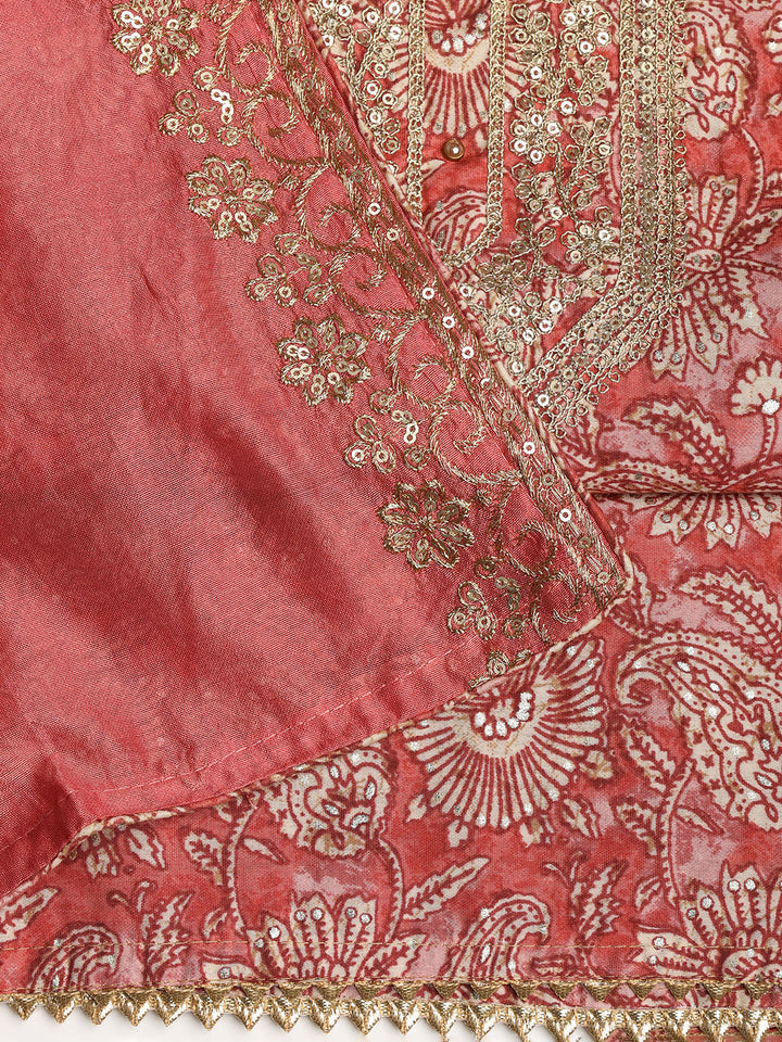 Neck Embroidered Cotton Blend Unstitched Suit With Dupatta