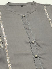 Embroidered Plain Cotton Kurta