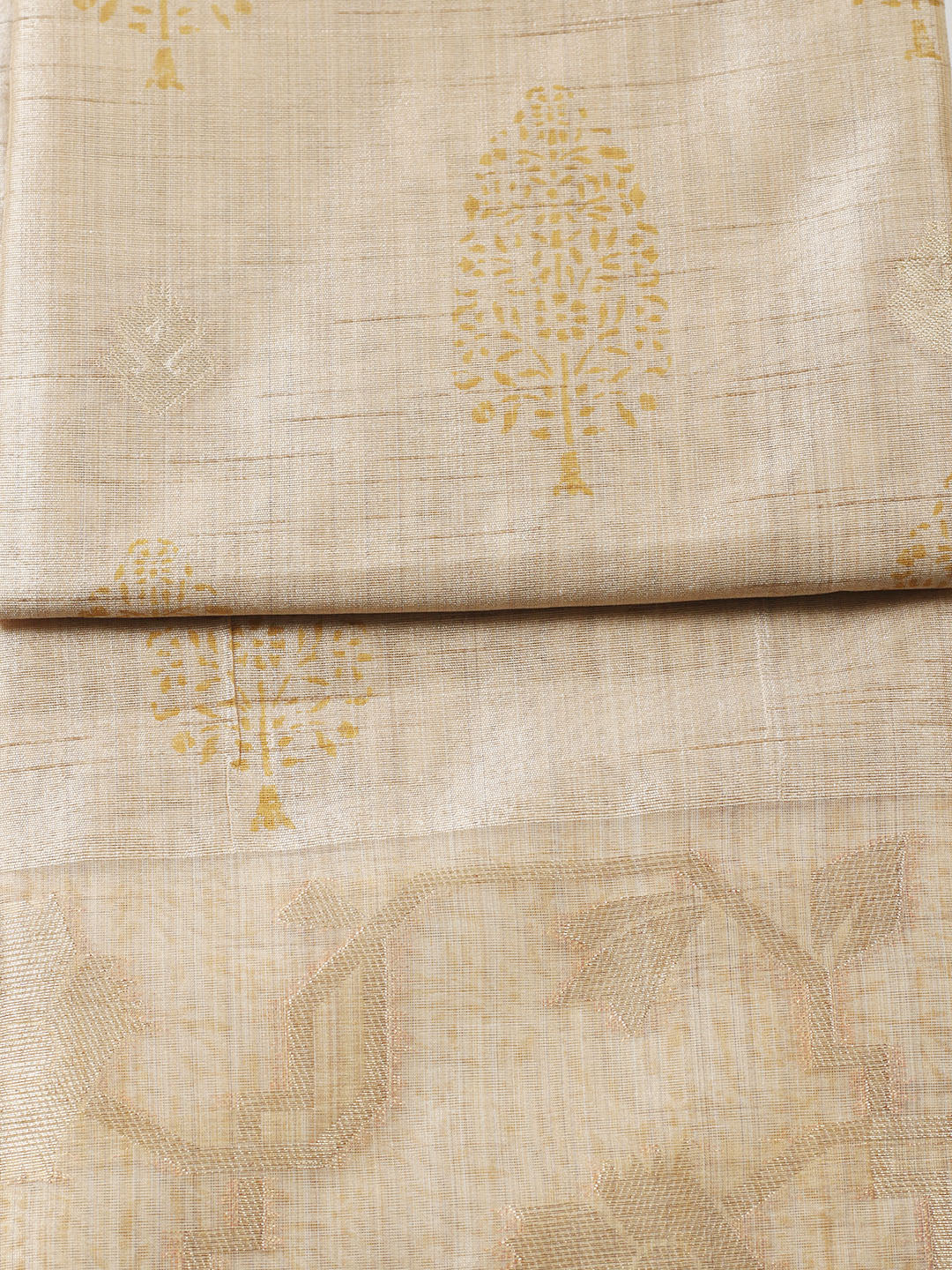 Printed Cotton Blend Unstitched Suit With Pant &amp; Dupatta