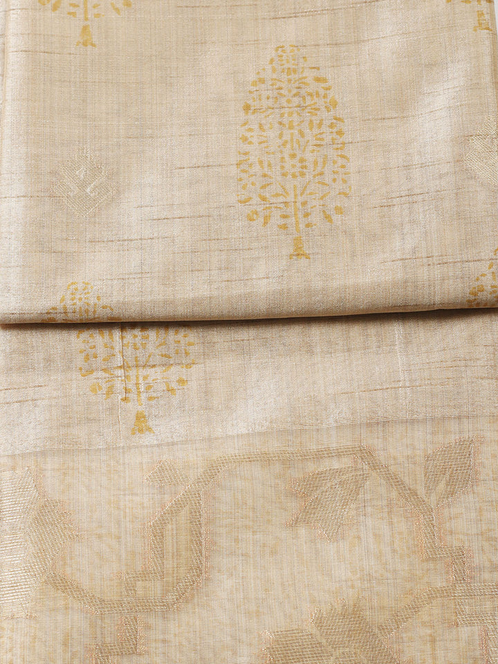 Printed Cotton Blend Unstitched Suit With Pant &amp; Dupatta