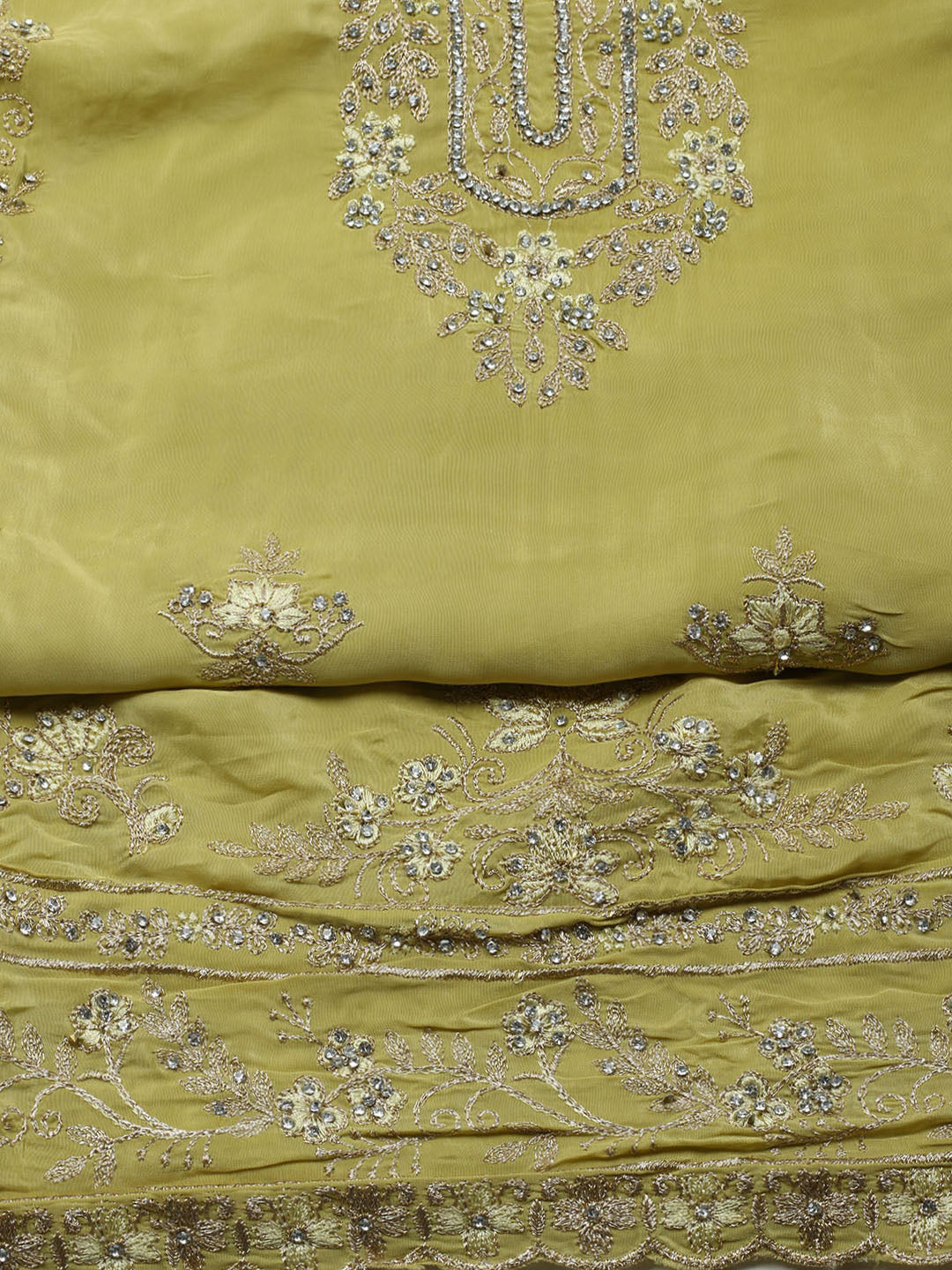 Embroidered Organza Unstitched Suit With Dupatta