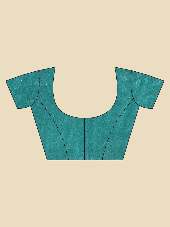 Stone &amp; Mirror Embellished Chinon Saree