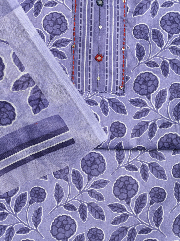 Printed Cotton Printed Unstitched Suit With Dupatta