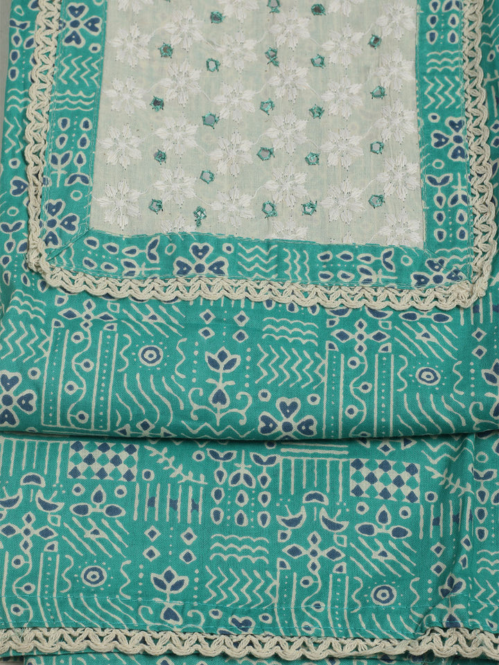Printed Cotton Unstitched Suits Printed Suit With Pant &amp; Dupatta