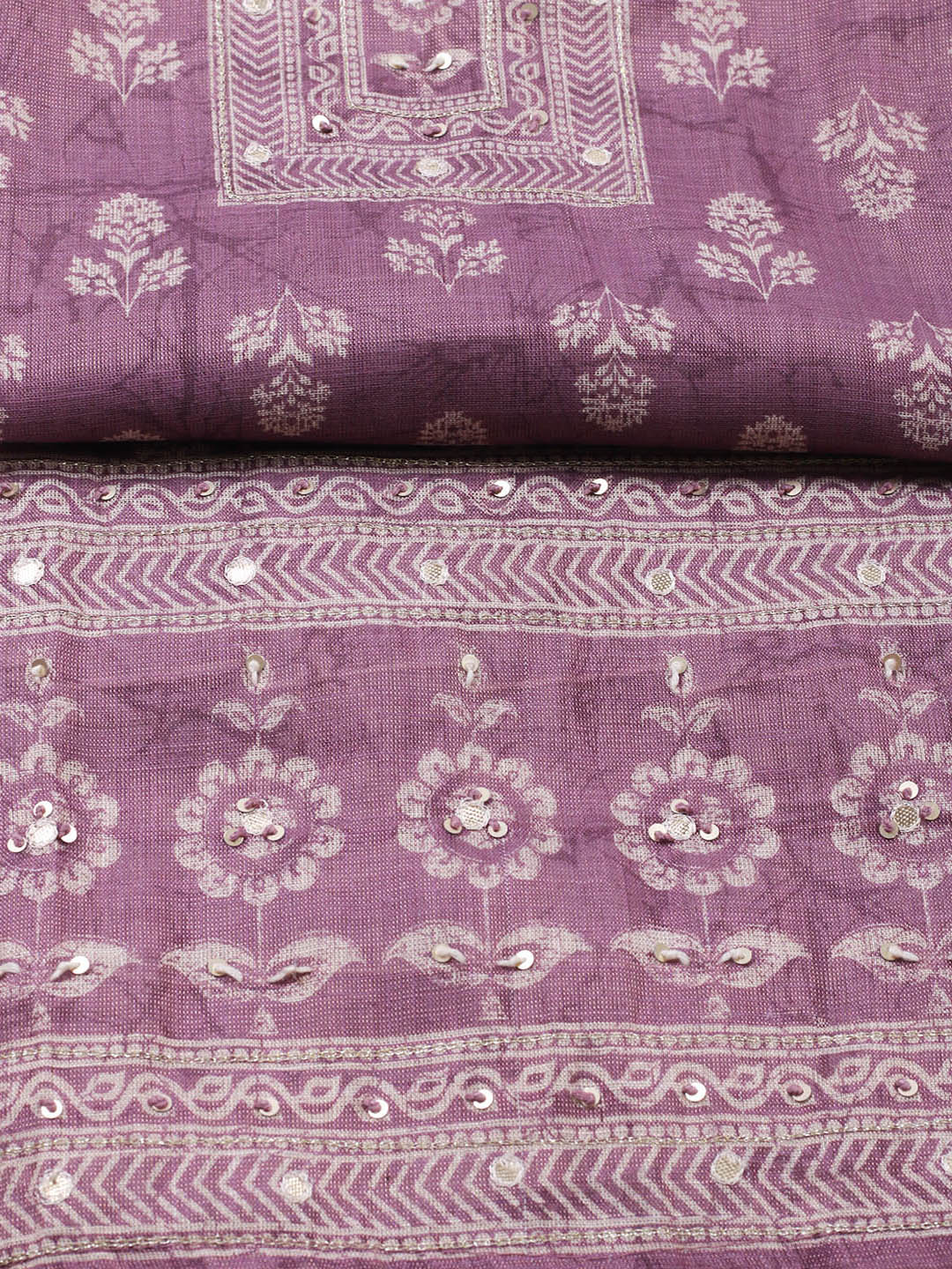 Embellished Tissue Unstitched Suit With Pant &amp; Dupatta