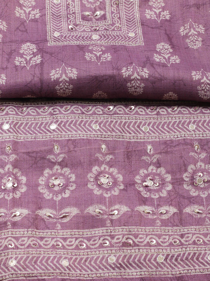 Embellished Tissue Unstitched Suit With Pant &amp; Dupatta