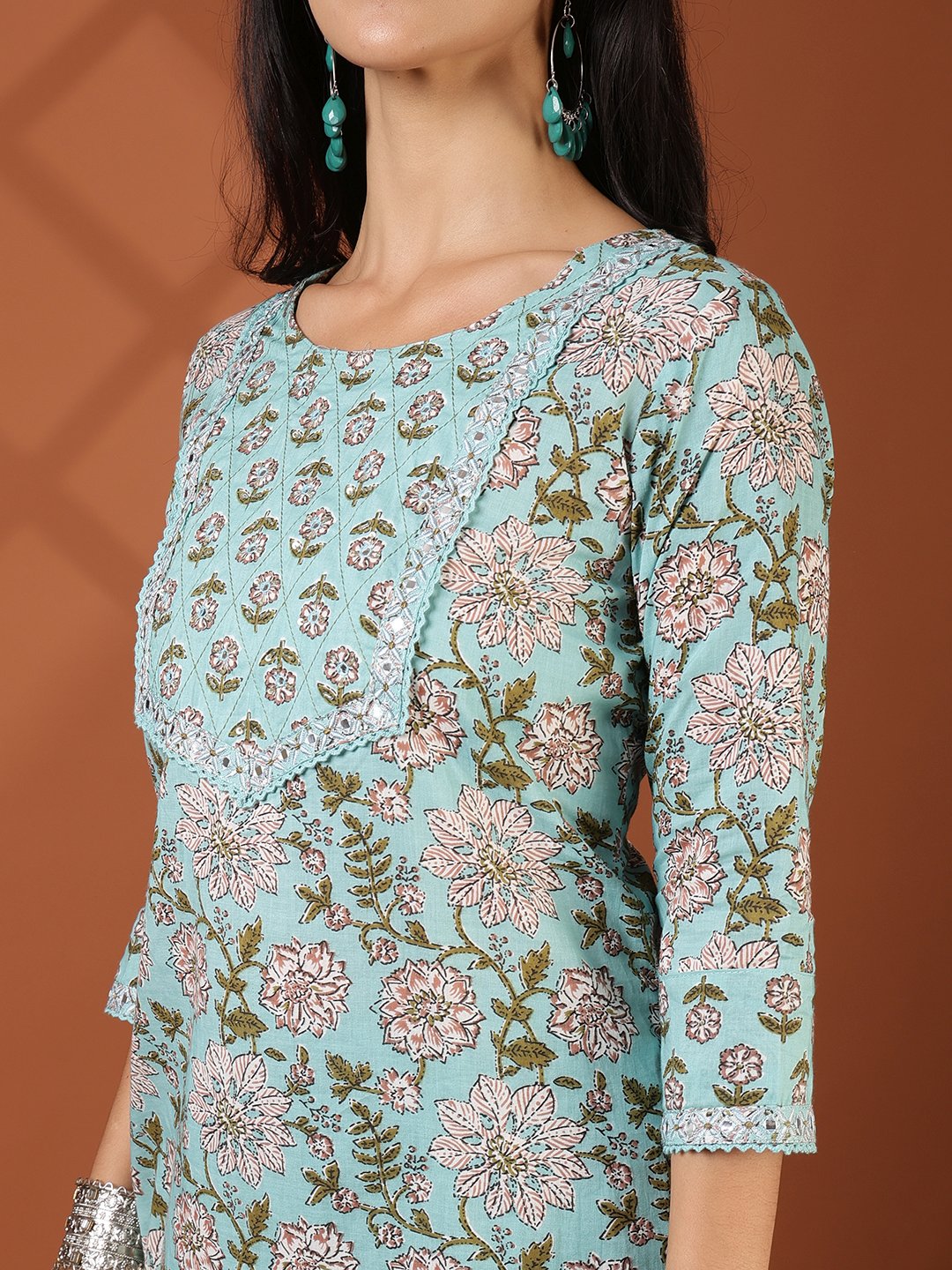 Printed Cotton Blend Kurta With Pant &amp; Dupatta