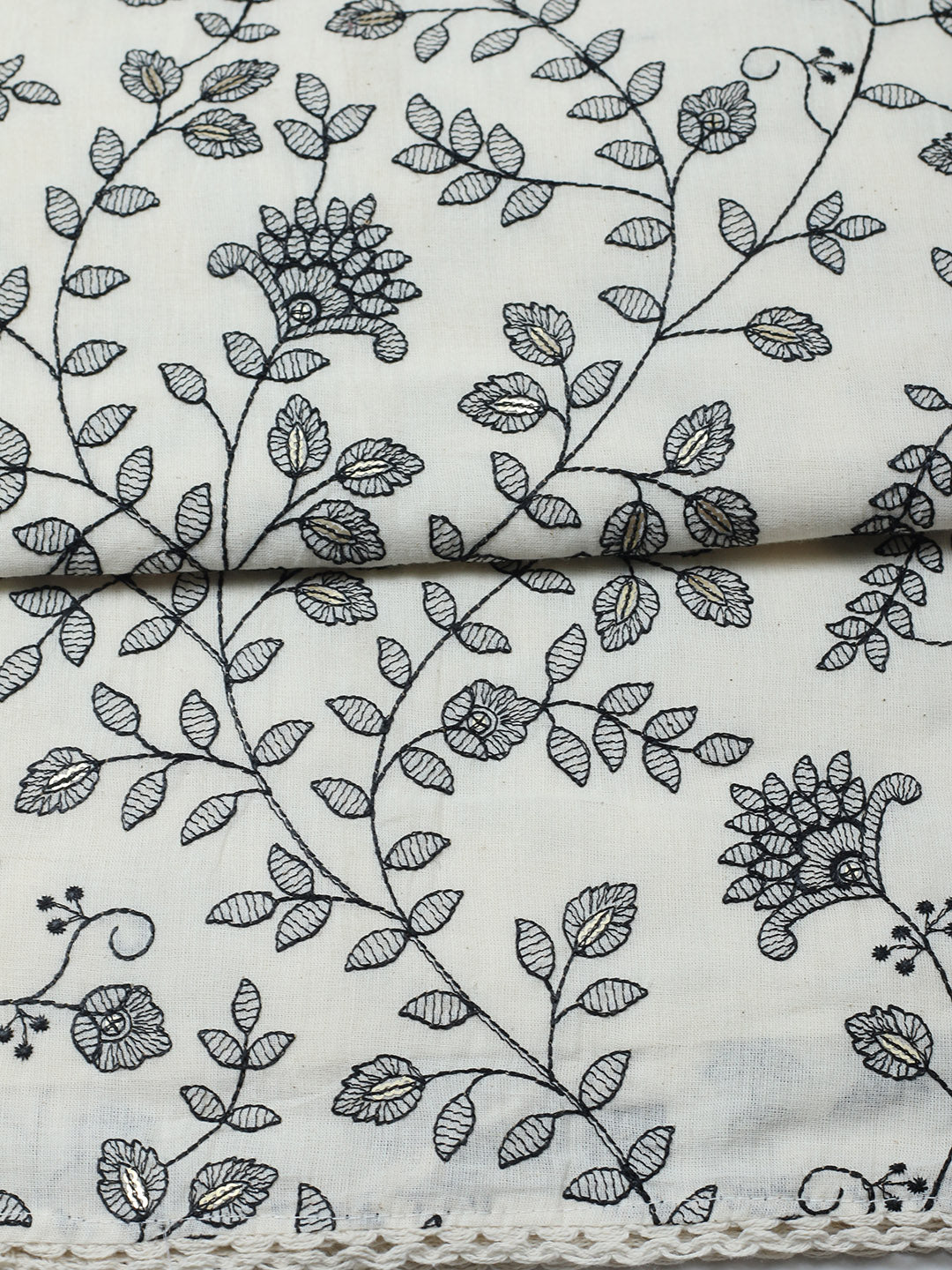 Embroidered Cotton Blend Unstitched Suit With Pant &amp; Dupatta