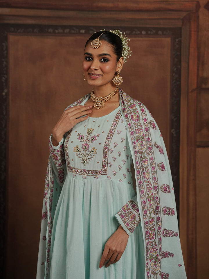 Woven Design Cotton Blend Kurta With Pant &amp; Dupatta