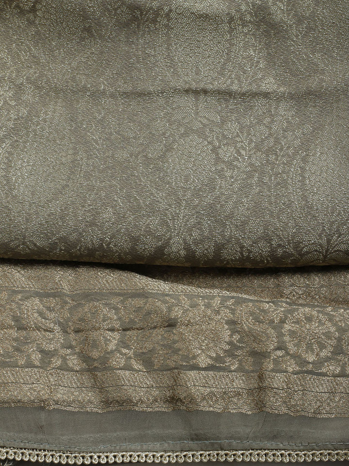 Woven Design Chanderi Unstitched Suit With Dupatta