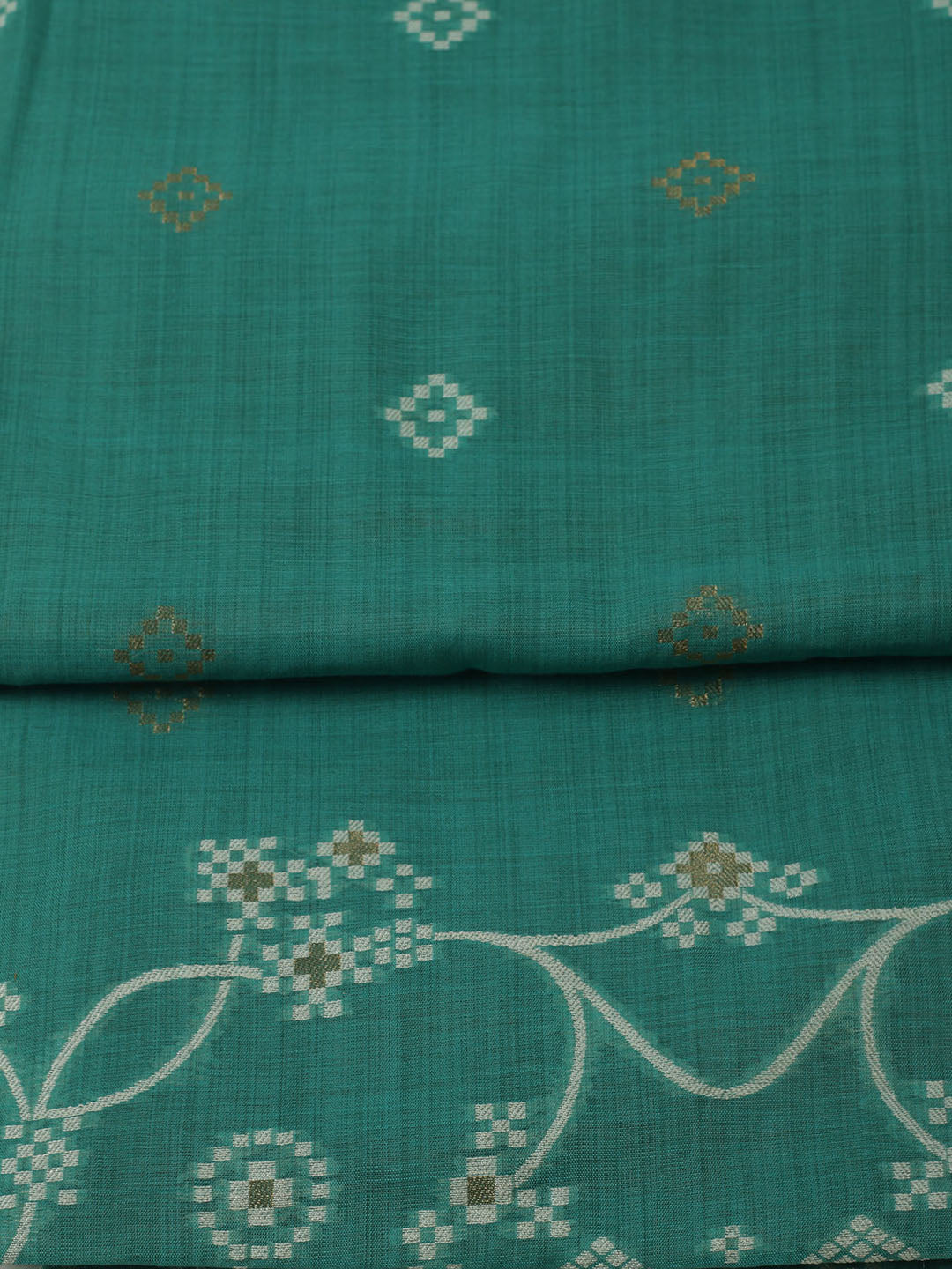 Embroidered Chanderi Unstitched Kurta With Pant &amp; Dupatta