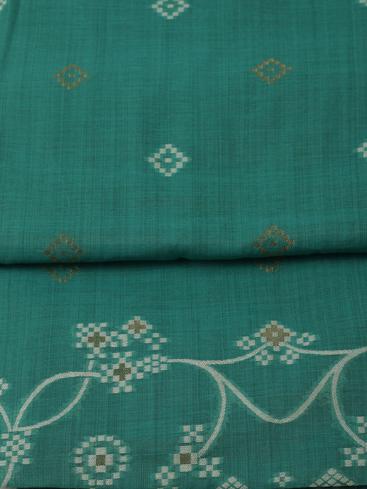 Embroidered Chanderi Unstitched Kurta With Pant &amp; Dupatta