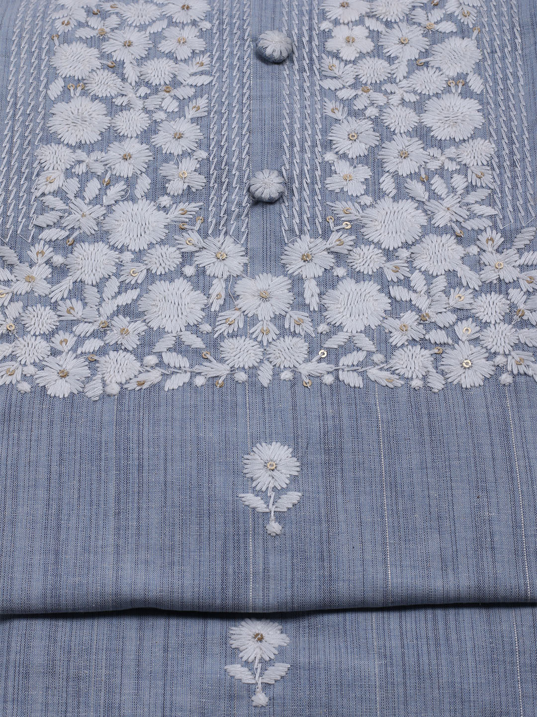 Neck Embroidered Cotton Blend Unstitched Suit With Dupatta