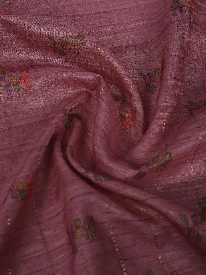 Floral Print Tussar Silk Saree