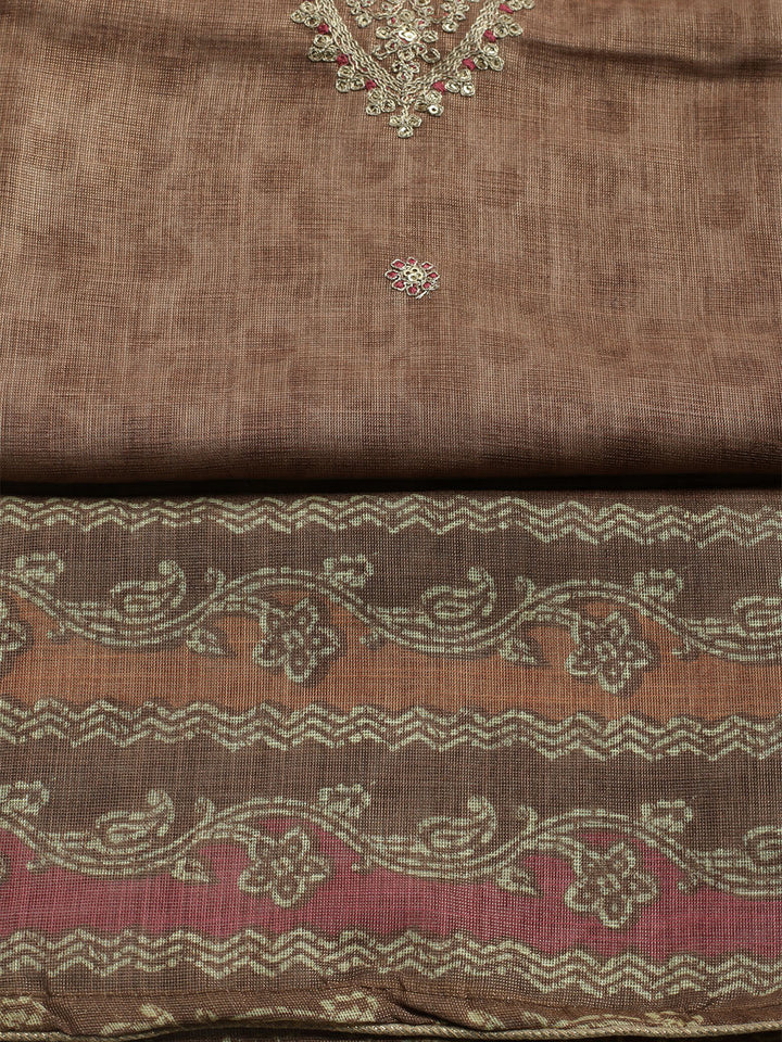 Embroidered Tissue Unstitched Kurta With Pant &amp; Dupatta